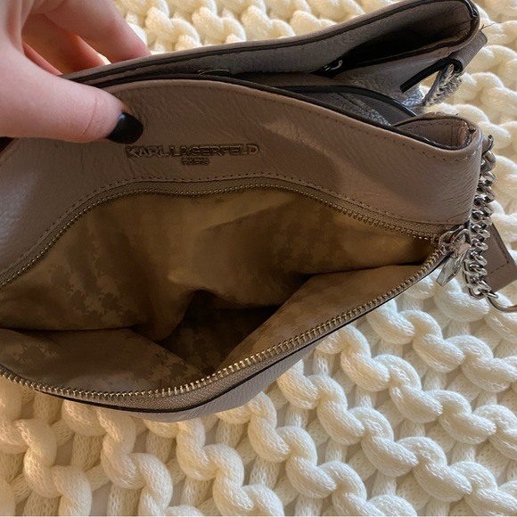 Karl Lagerfeld Paris Bouquet Triple Entry Leather Tote Bag in Storm Cloud - Picture 6 of 9